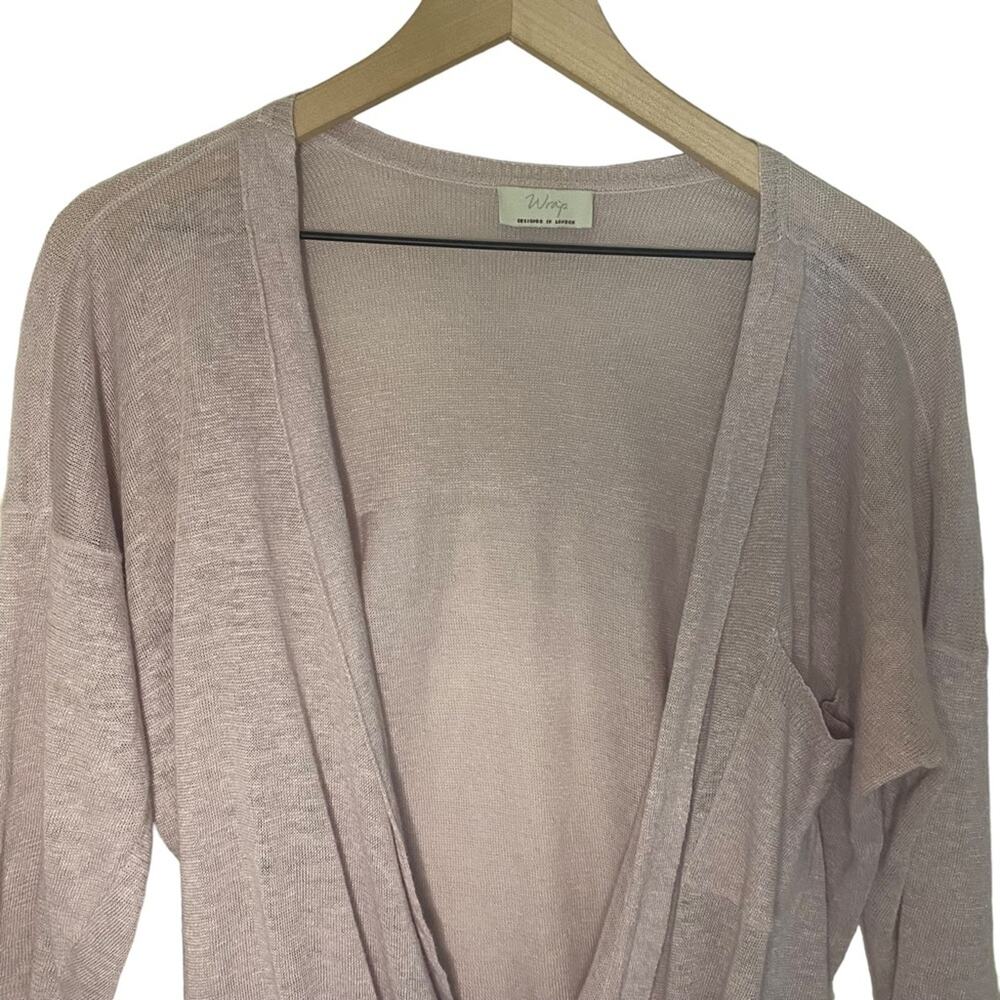 Wrap London 100% Linen Draped Surplice Sweater Women’s Size Small Blush Pink - Picture 3 of 6